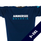 Ausschnitt Vorderansicht eines dunkelblauen CT Longsleeve T-Shirts aus Bio-Baumwolle (Organic Bio T-Shirt) mit weiss-türkisem Ammersee Design der Modemarke AMMERSEE BAVARIA aus Bayern, Deutschland