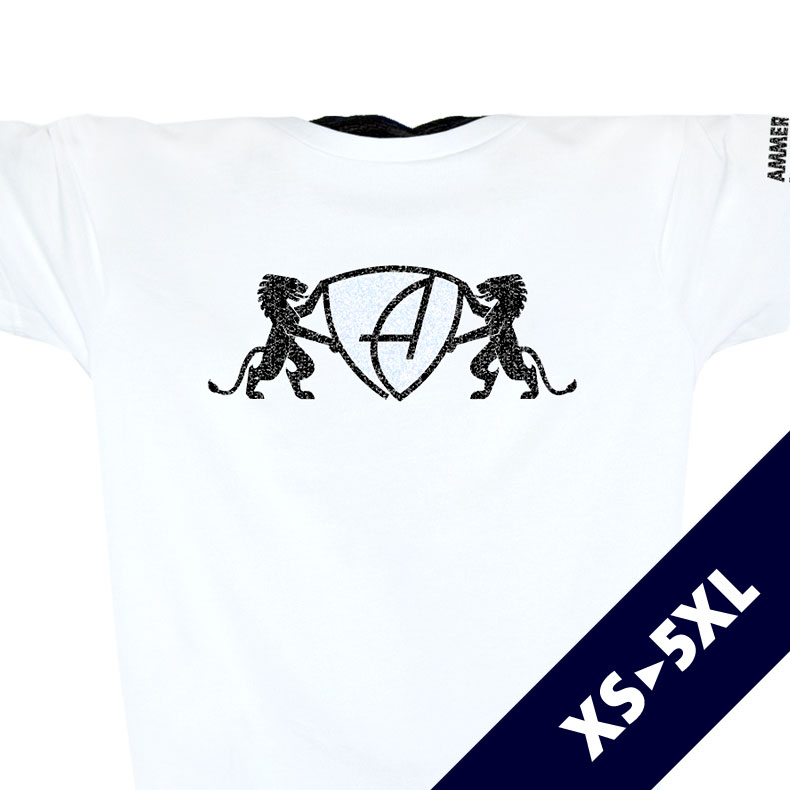 Glitzer T-Shirt Unisex Kurzarmshirt Biobaumwolle Lion | White Blackstar