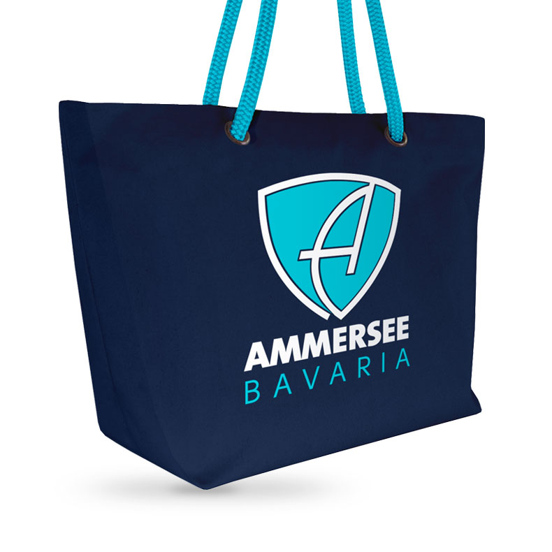 Ammersee Shopper Tasche Canvas Umhängetasche CBo | Navy Aqua