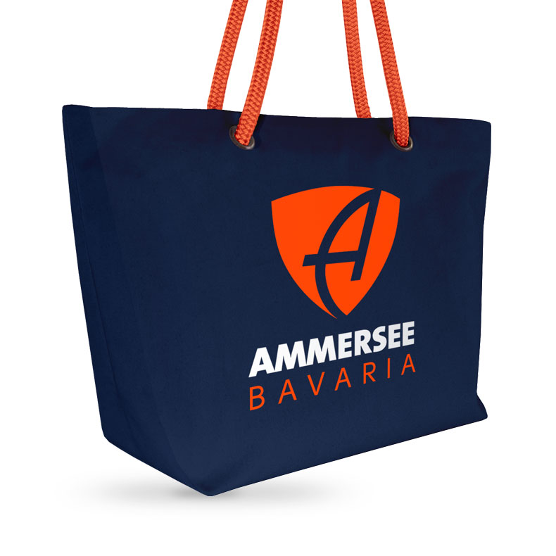 Ammersee Shopper Tasche Canvas Umhängetasche CB | Navy Orange
