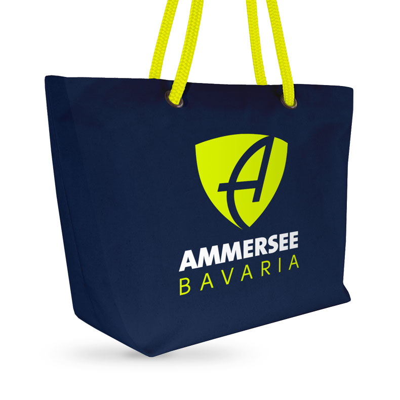Ammersee Shopper Tasche Canvas Umhängetasche CB | Navy Lime