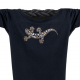 Damen Glitzer-Tshirt tailliert Kurzarmshirt Biobaumwolle Gecko | Black Goldstar
