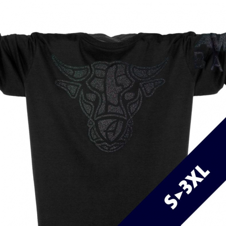 Herren Glitzer-Longsleeve Langarmshirt Biobaumwolle Bull | Black Blackstar