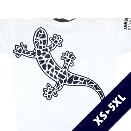 Glitzer T-Shirt Unisex Kurzarmshirt Biobaumwolle Gecko | White Blackstar