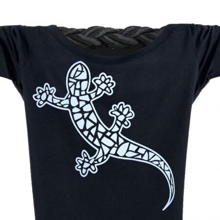 Damen Glitzer-Longsleeve Langarmshirt Biobaumwolle Gecko | Black Whitestar
