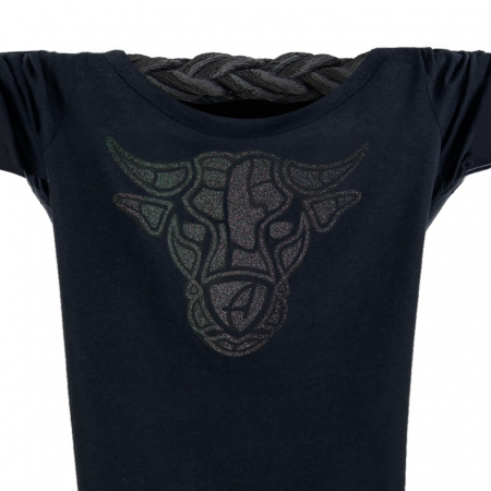 Damen Glitzer-Longsleeve Langarmshirt Biobaumwolle Bull | Black Blackstar