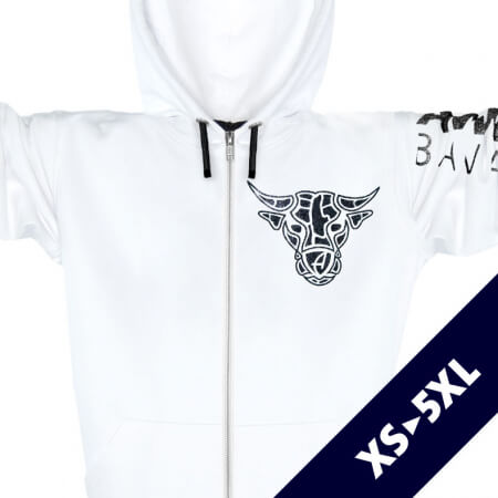 Stier Glitzer-Kapuzenjacke Hoodie Unisex Biobaumwolle Bull | White Blackstar