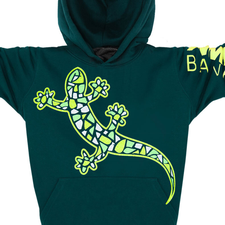 Kinder Glitzer-Hoodie Kapuzenpullover Biobaumwolle Gecko | Forest Limestar