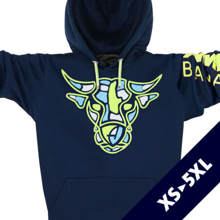 Stier Glitzer-Kapuzenpullover Unisex Hoodie Biobaumwolle Bull | Navy Limestar