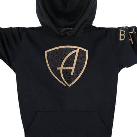 Kinder Glitzer-Hoodie Kapuzenpullover Biobaumwolle CBo | Black Goldstar