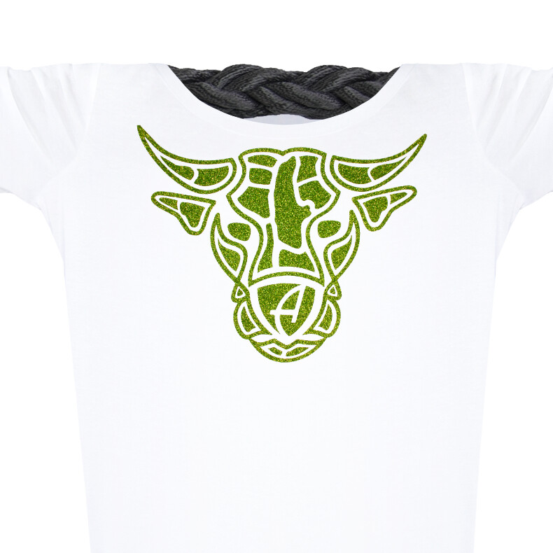 Damen Glitzer-Longsleeve Langarmshirt Biobaumwolle Bull | White Greenstar