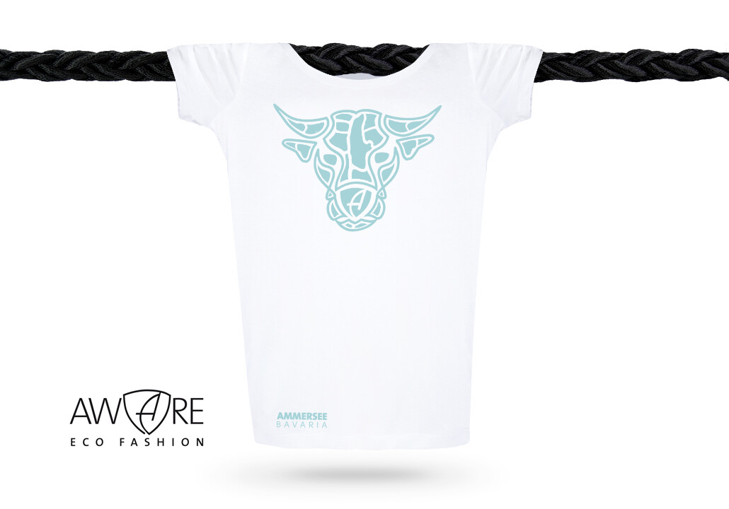Damen T-Shirt tailliert Kurzarmshirt Biobaumwolle Bull | White Mint