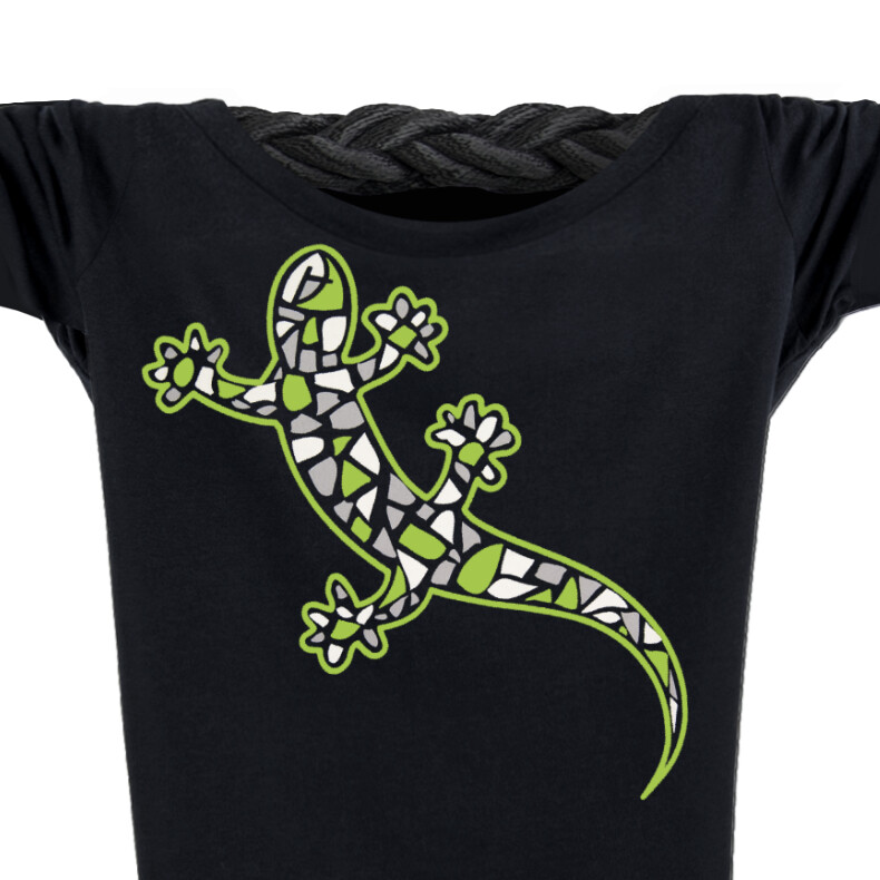 Damen T-Shirt tailliert Kurzarmshirt Biobaumwolle Gecko | Black Apple