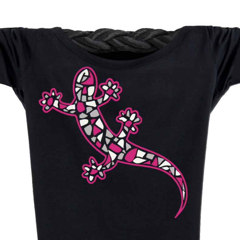 Damen T-Shirt tailliert Kurzarmshirt Biobaumwolle Gecko | Black Berry