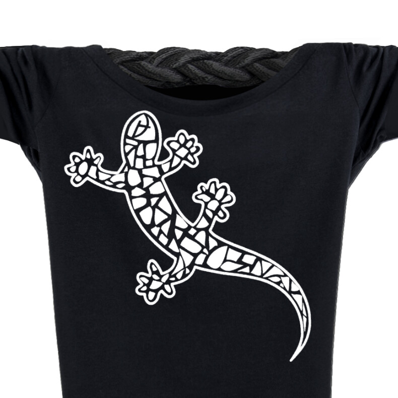 Damen T-Shirt tailliert Kurzarmshirt Biobaumwolle Gecko | Black White