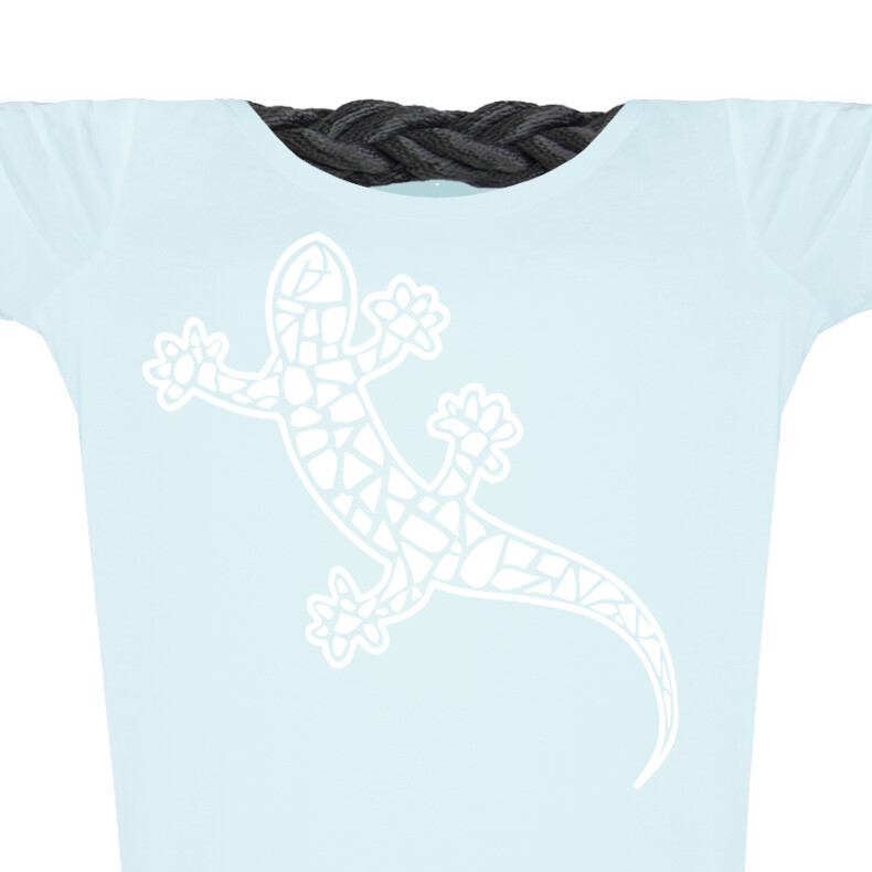 Damen T-Shirt tailliert Kurzarmshirt Biobaumwolle Gecko | Mint White