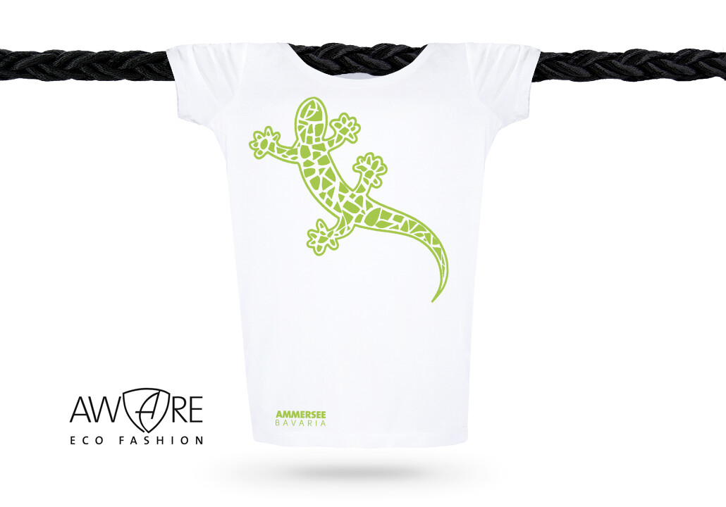 Damen T-Shirt tailliert Kurzarmshirt Biobaumwolle Gecko | White Apple