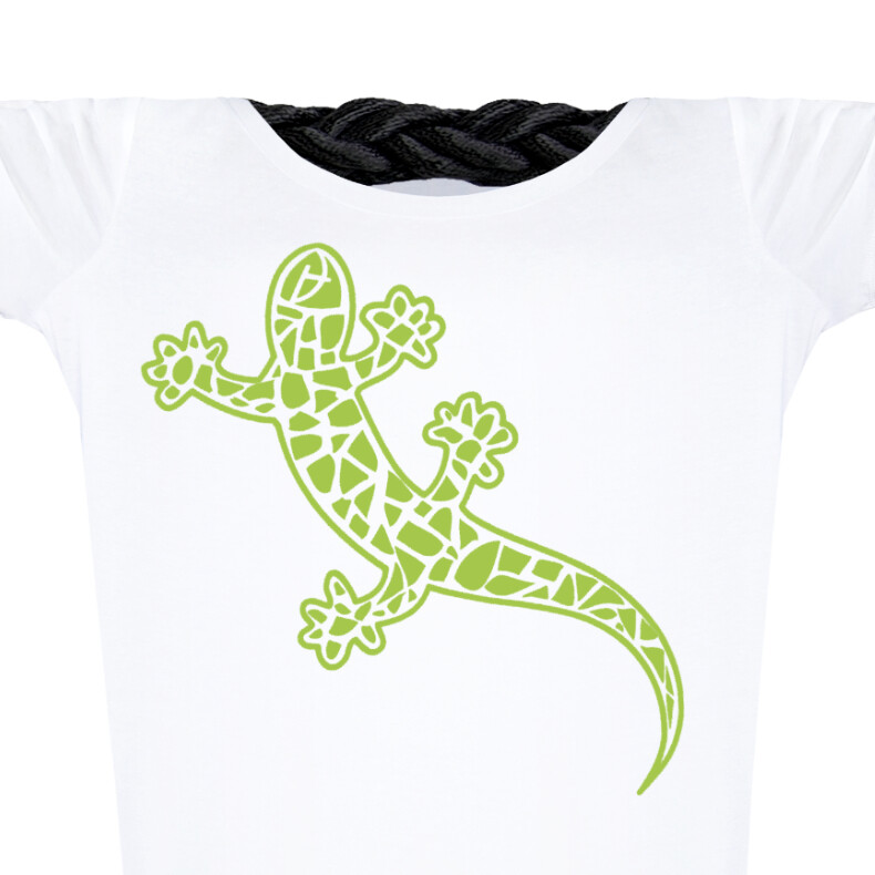 Damen T-Shirt tailliert Kurzarmshirt Biobaumwolle Gecko | White Apple
