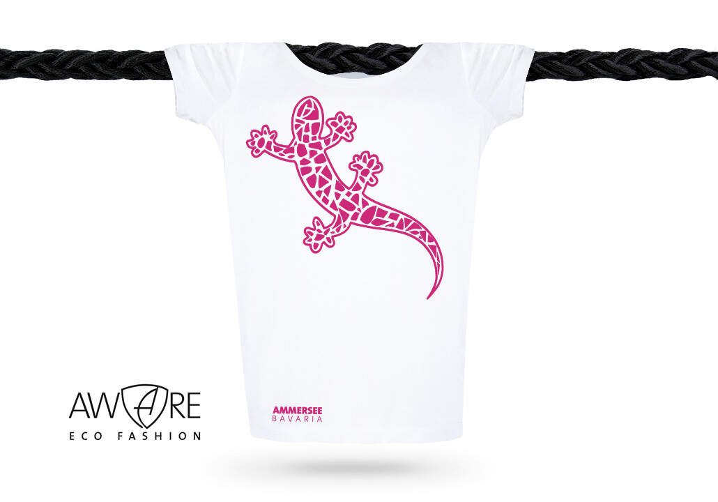 Damen T-Shirt tailliert Kurzarmshirt Biobaumwolle Gecko | White Berry