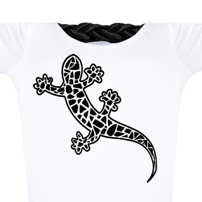 Damen T-Shirt tailliert Kurzarmshirt Biobaumwolle Gecko | White Black