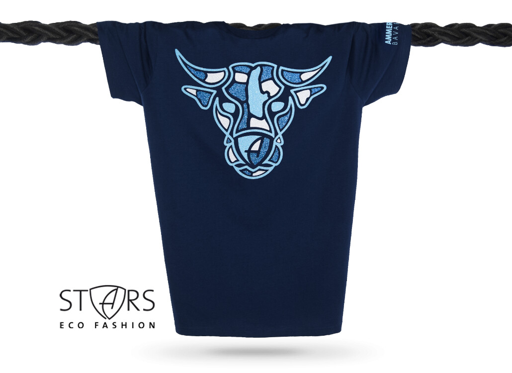 Glitzer T-Shirt Unisex Kurzarmshirt Biobaumwolle Bull | Navy Skystar