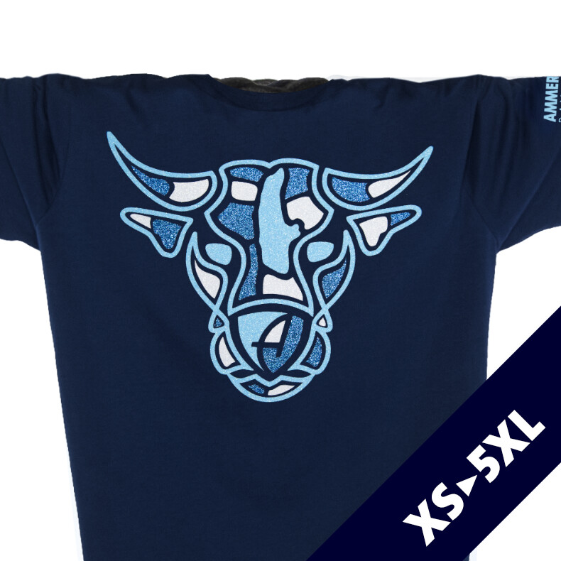 Glitzer T-Shirt Unisex Kurzarmshirt Biobaumwolle Bull | Navy Skystar