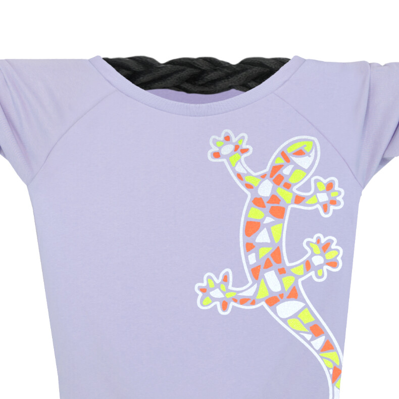 Damen Glitzer-Sweatshirt mit kurzer, lässiger Passform Gecko | Lilac Breeze