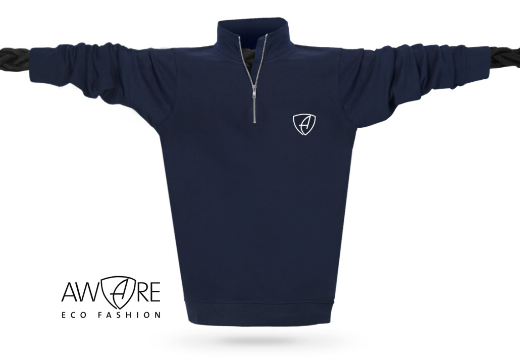 Ammersee Herren Sweatshirt Pullover mit Reissverschluss CGo | Navy White