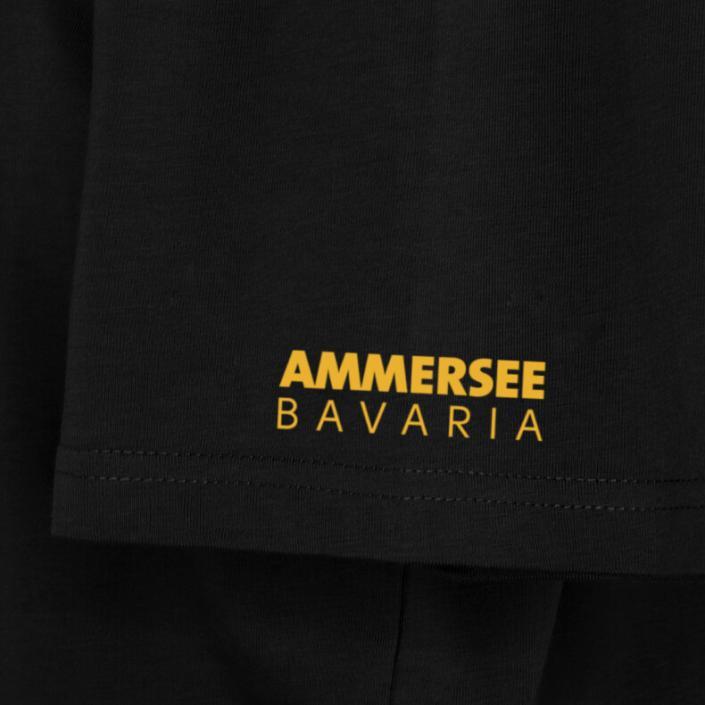 Ammersee T-Shirt Unisex Kurzarmshirt Biobaumwolle Gecko | Black Mandarin