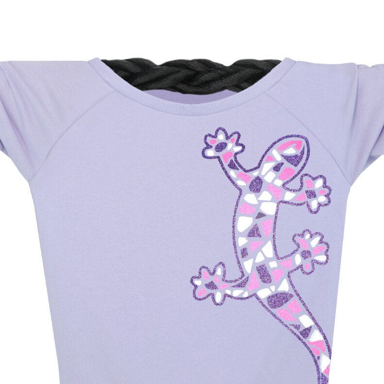 Damen Glitzer-Sweatshirt mit kurzer, lässiger Passform Gecko | Lilac Lilacstar