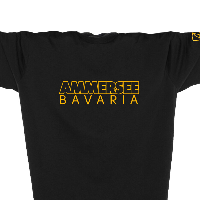 Ammersee T-Shirt Unisex Kurzarmshirt Biobaumwolle CTo | Black Mandarin