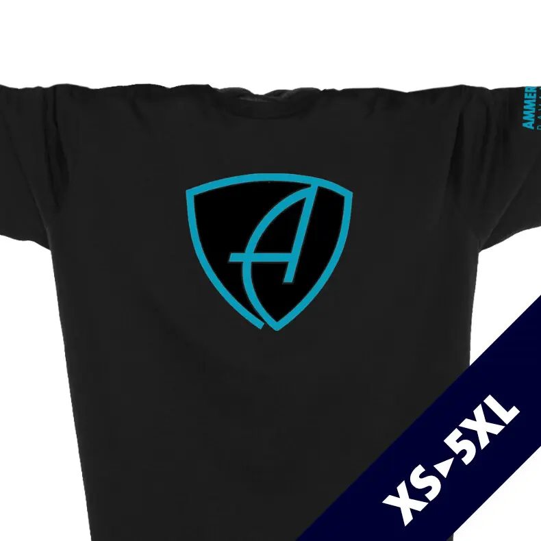 Ammersee T-Shirt Unisex Kurzarmshirt Biobaumwolle CBo | Black Aqua