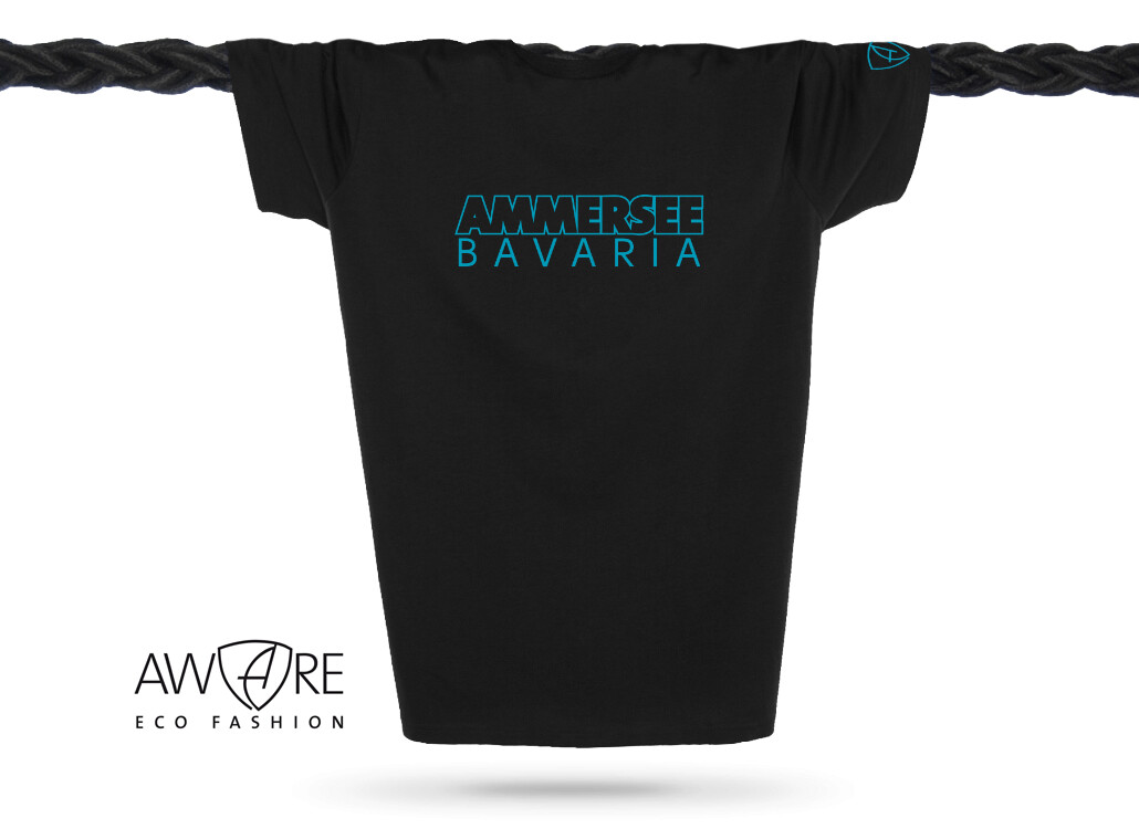 Ammersee T-Shirt Unisex Kurzarmshirt Biobaumwolle CBo | Black Aqua