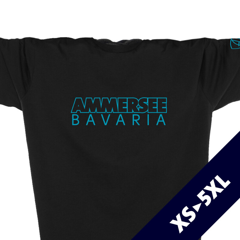 Ammersee T-Shirt Unisex Kurzarmshirt Biobaumwolle CTo | Black Aqua