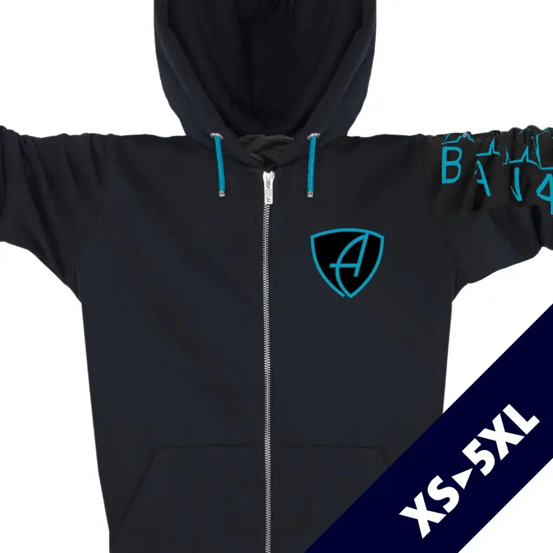 Ammersee Hoodie Kapuzenjacke Biobaumwolle CSo | Black Aqua