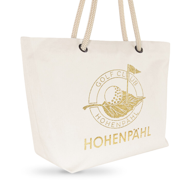 Golfclub Hohenpähl Glitzer Shopper Tasche GCHP | Creme Goldstar