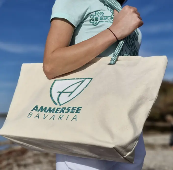Glitzer Shopper Tasche Canvas Umhängetasche CBo | Creme Jadestar