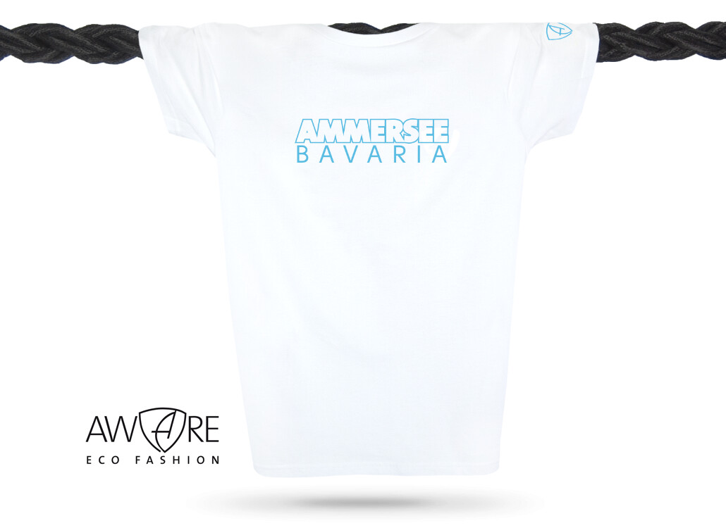 Ammersee T-Shirt Unisex Kurzarmshirt Biobaumwolle CTo | White Aqua
