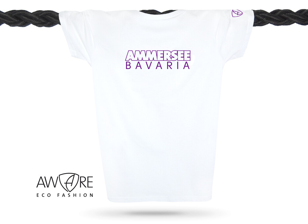 Ammersee T-Shirt Unisex Kurzarmshirt Biobaumwolle CTo | White Purple