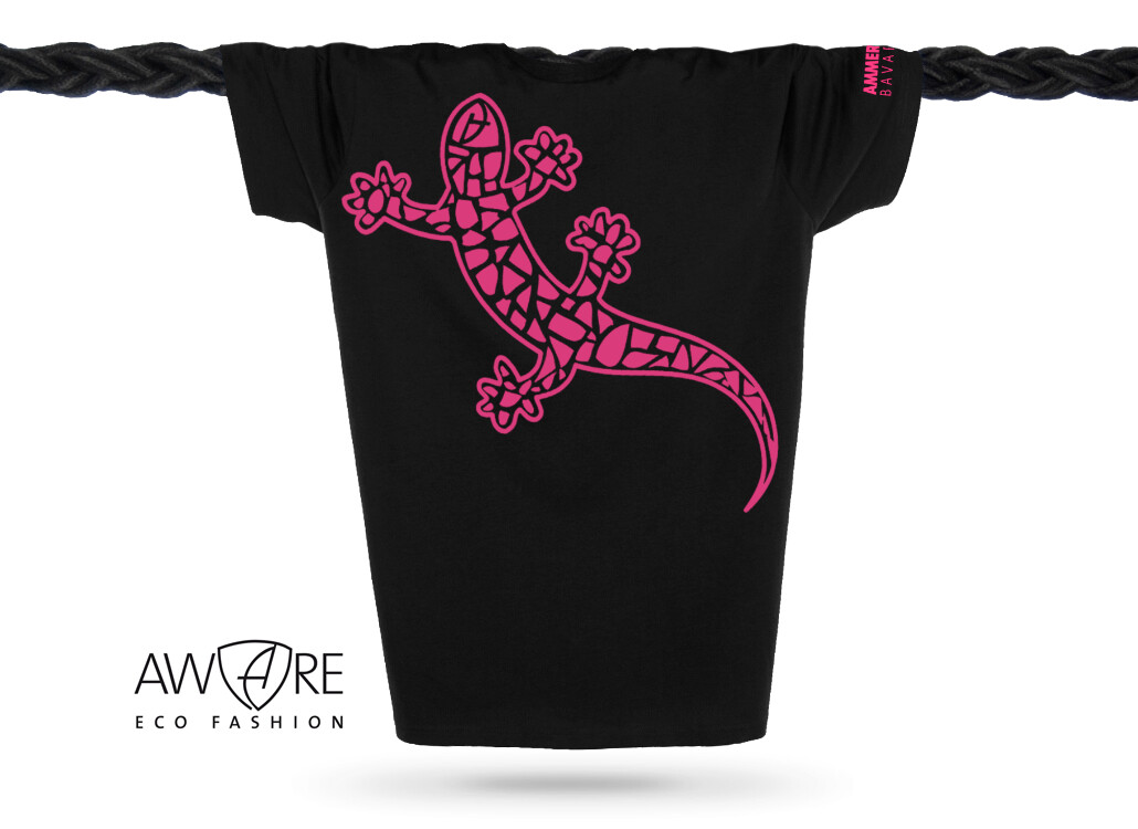 Ammersee T-Shirt Unisex Kurzarmshirt Biobaumwolle Gecko | Black Berry