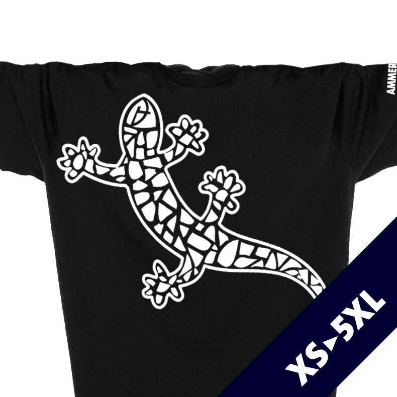 Ammersee T-Shirt Unisex Kurzarmshirt Biobaumwolle Gecko | Black White