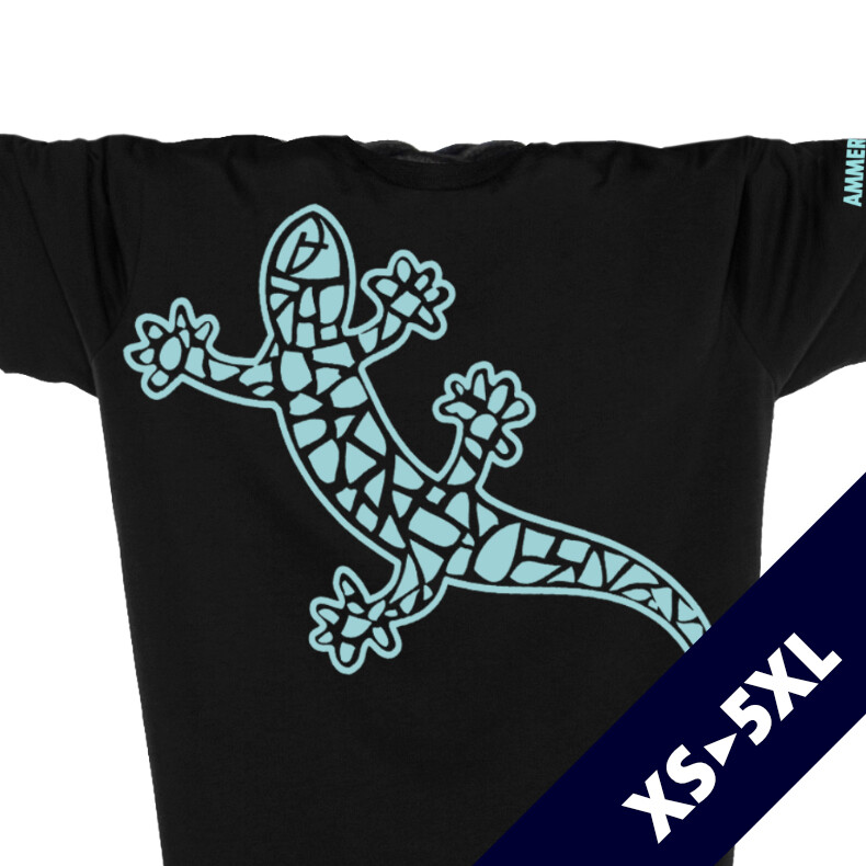 Ammersee T-Shirt Unisex Kurzarmshirt Biobaumwolle Gecko | Black Mint