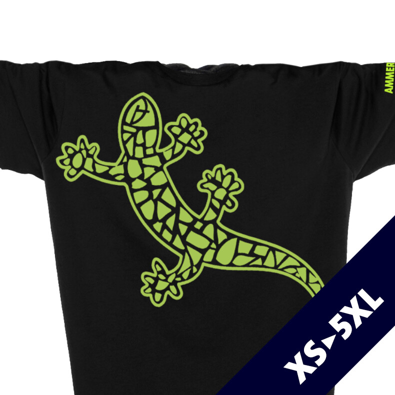 Ammersee T-Shirt Unisex Kurzarmshirt Biobaumwolle Gecko | Black Apple