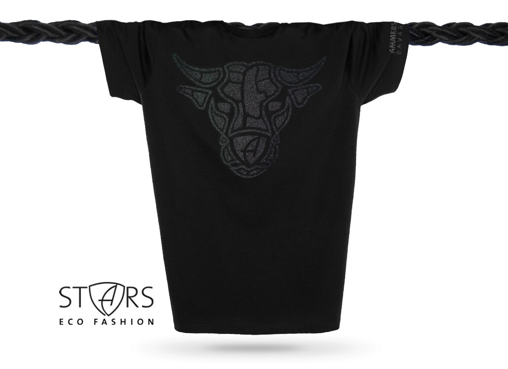 Glitzer T-Shirt Unisex Kurzarmshirt Biobaumwolle Bull | Black Blackstar