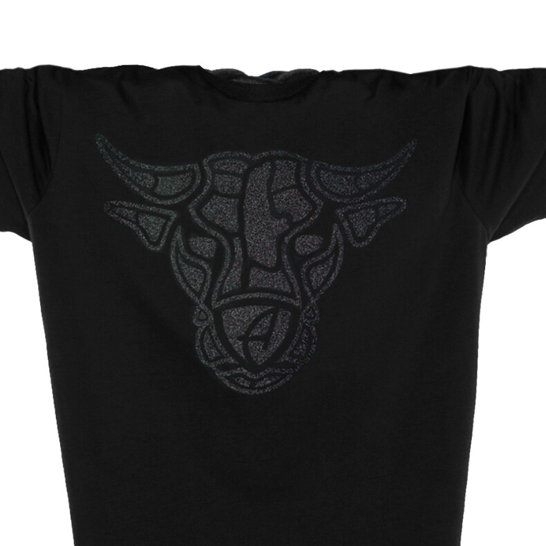 Kinder Glitzer-T-Shirt Kurzarmshirt Biobaumwolle Bull | Black Blackstar
