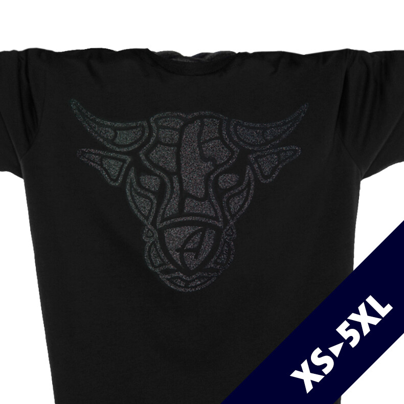 Glitzer T-Shirt Unisex Kurzarmshirt Biobaumwolle Bull | Black Blackstar