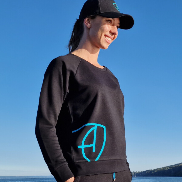 Ammersee Damen Sweatshirt mit kurzer, lässiger Passform CGa | Black Aqua