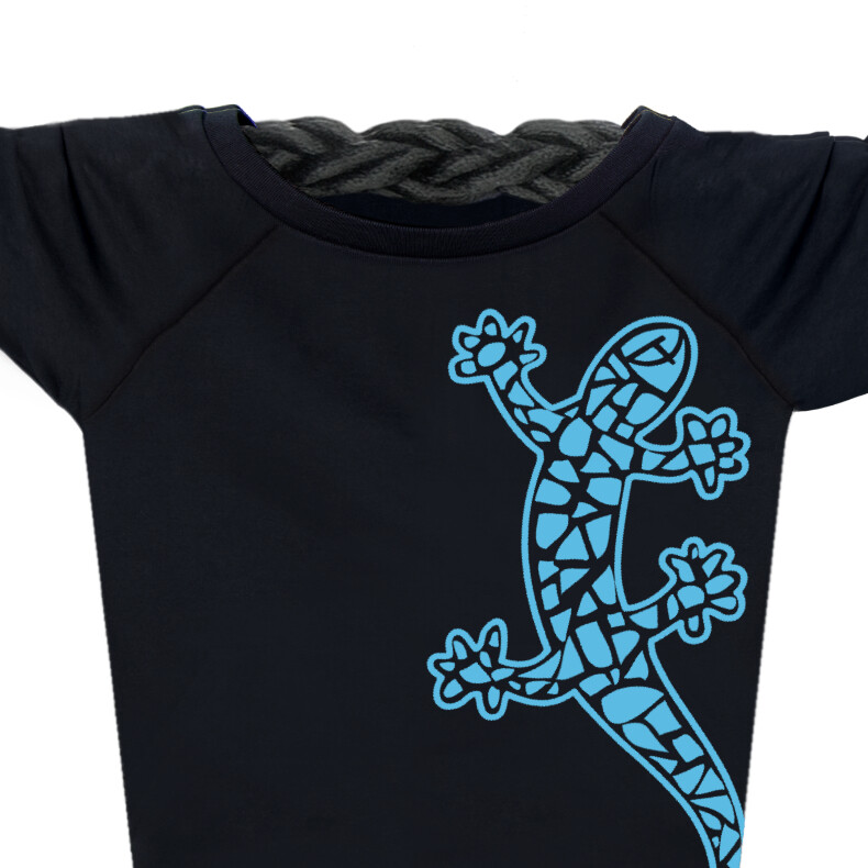 Ammersee Damen Sweatshirt mit kurzer, lässiger Passform Gecko | Black Aqua