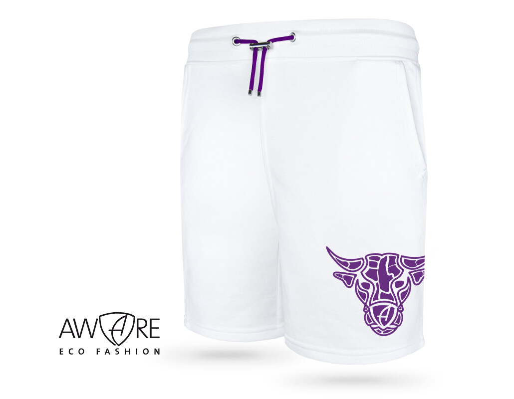 Ammersee Joggingshort Unisex Kurze Hose Biobaumwolle Bull | White Purple