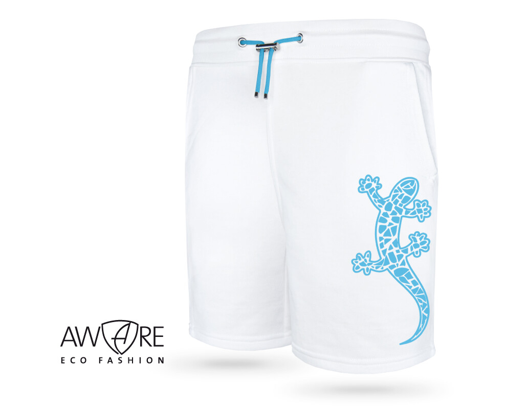 Ammersee Joggingshort Unisex Kurze Hose Biobaumwolle Gecko | White Aqua